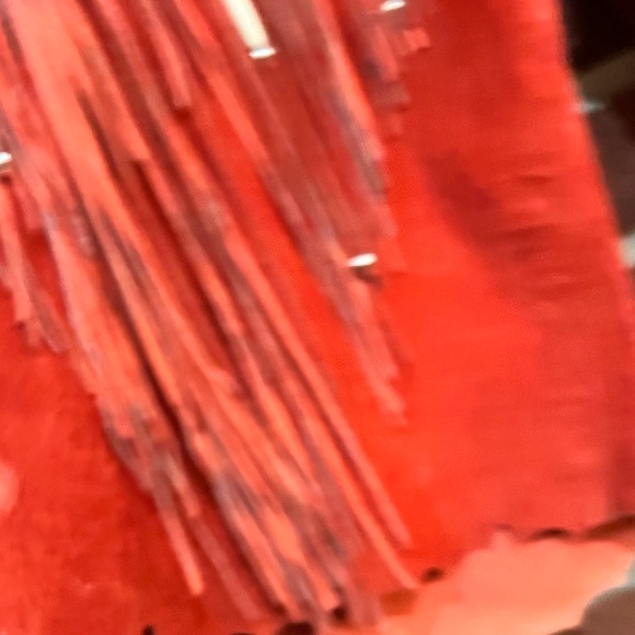 Vintage Custom Made burnt orange & black suede top with fringe beads and boning - Picture 7 of 16